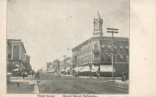 GRAND ISLAND NE THIRD STREET ANTIQUE POSTCARD
