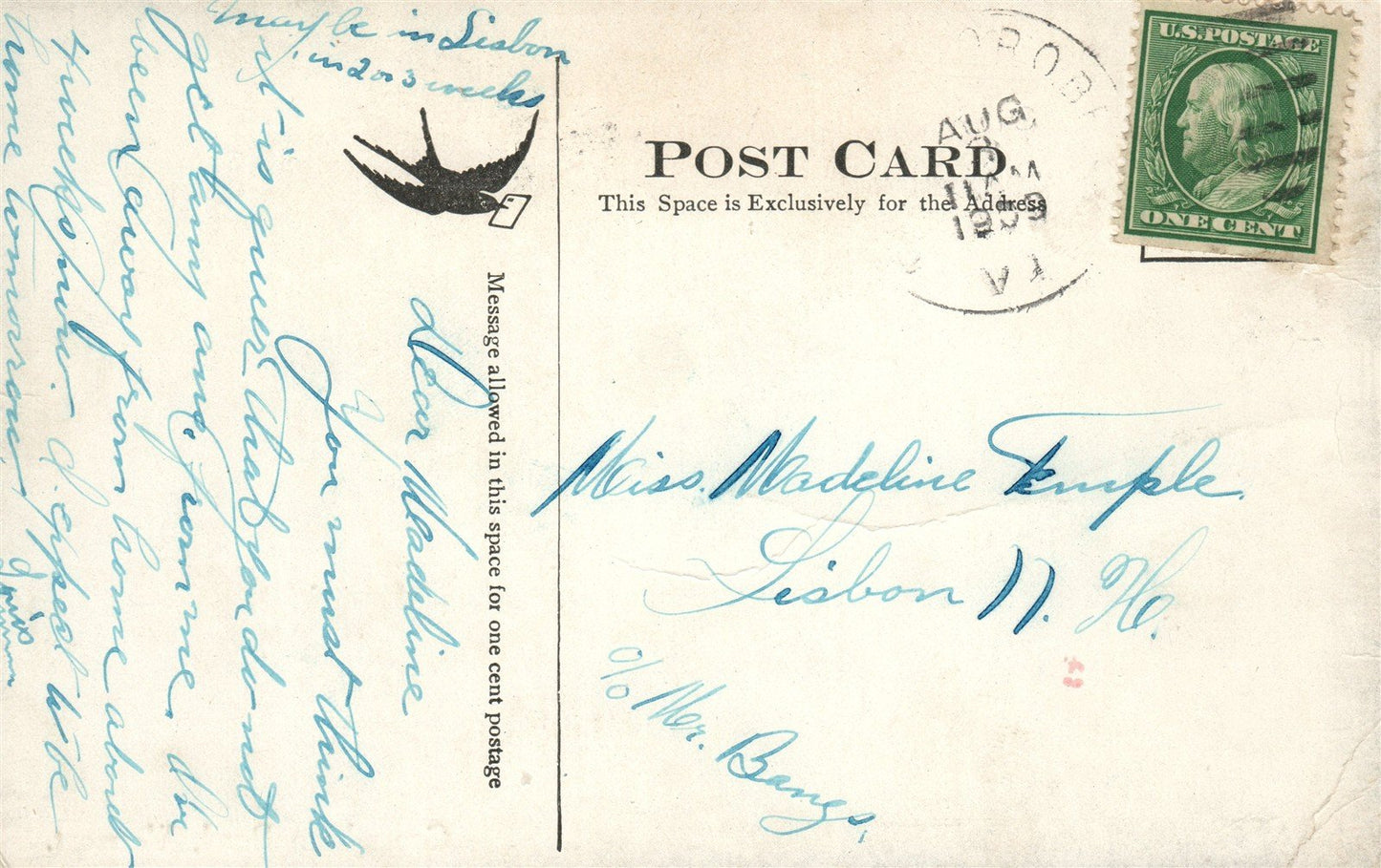 GREENSBORO BEND VT ANTIQUE POSTCARD
