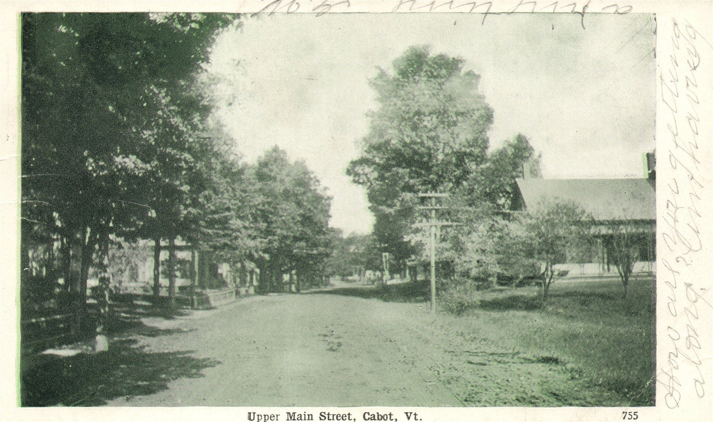 CABOT VT UPPER MAIN STREET ANTIQUE POSTCARD