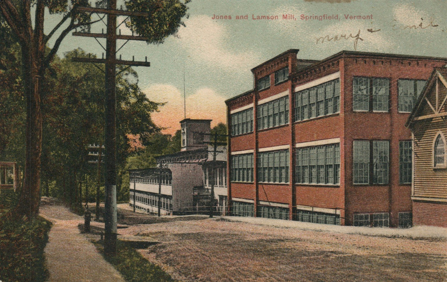 SPRINGFIELD VT JONES & LAMSON MILL ANTIQUE POSTCARD