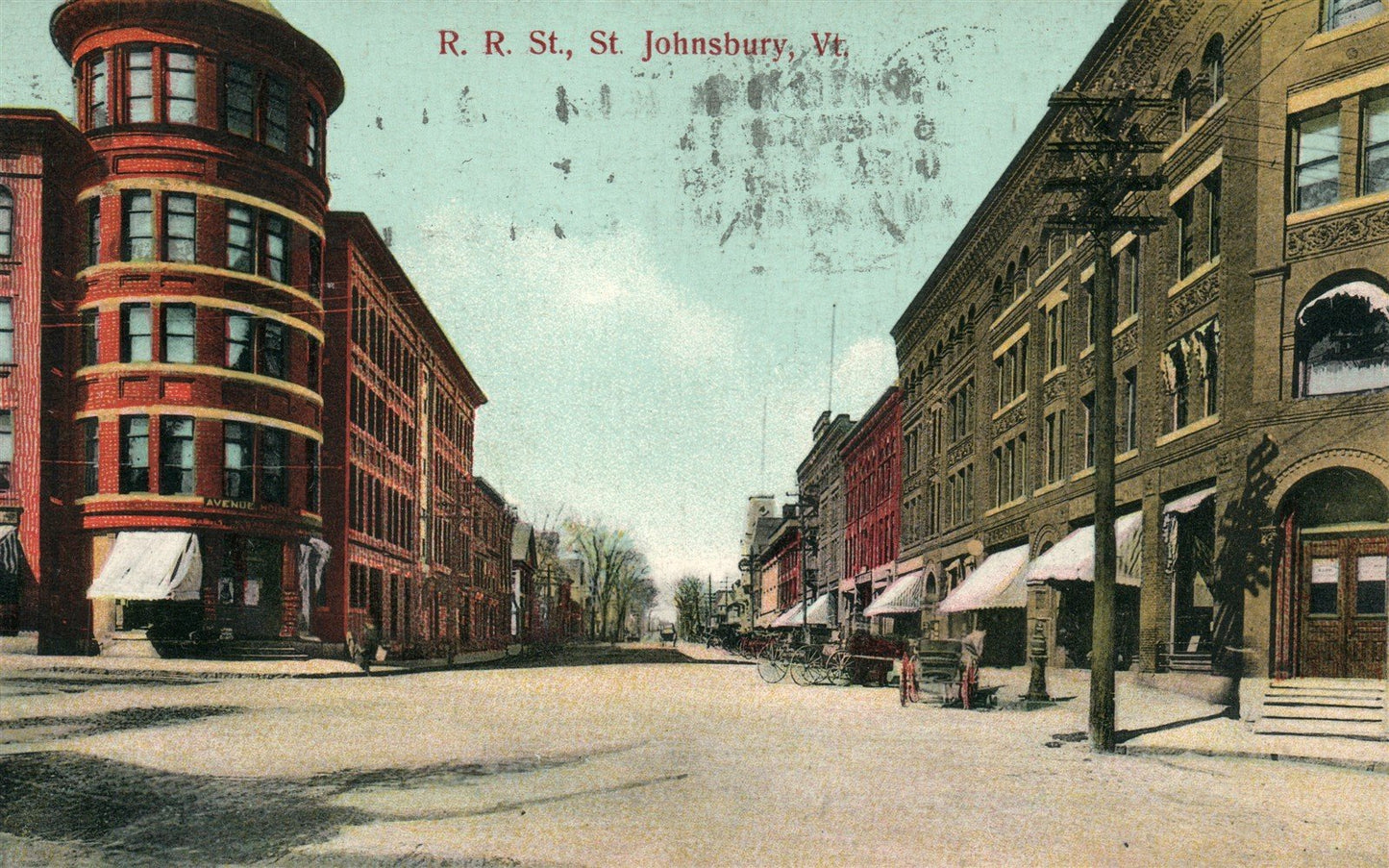 JOHNSBURY VT RAILROAD STREET ANTIQUE POSTCARD