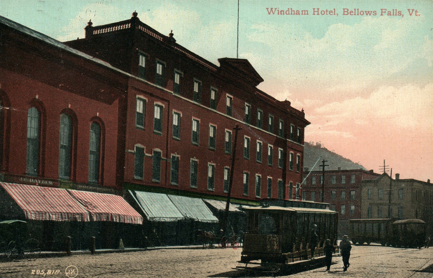 BELLOWS FALLS VT HOTEL WINDHAM ANTIQUE POSTCARD