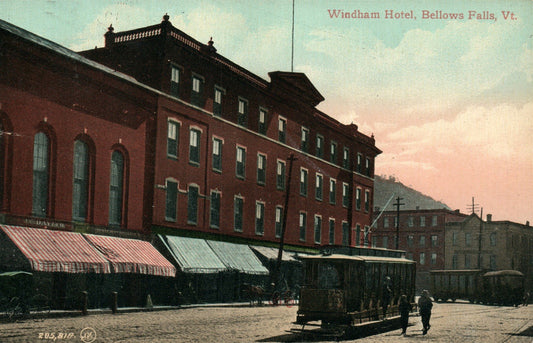 BELLOWS FALLS VT HOTEL WINDHAM ANTIQUE POSTCARD