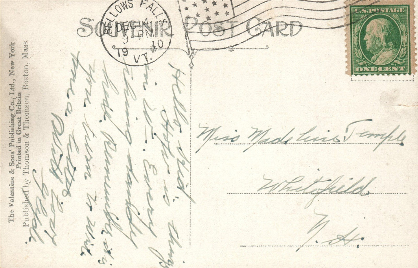 BELLOWS FALLS VT HOTEL WINDHAM ANTIQUE POSTCARD