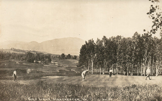 MANCHESTER VT GOLF LINKS ANTIQUE REAL PHOTO POSTCARD RPPC