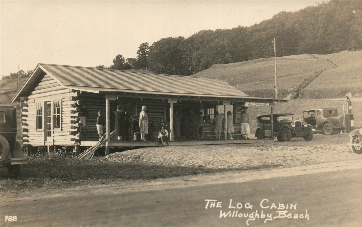 WILLOUGHBY VT GAS STATION THE LOG CABIN ANTIQUE REAL PHOTO POSTCARD RPPC