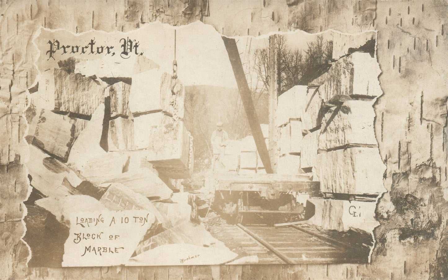 PROCTOR VT MARBLE QUARRY ANTIQUE REAL PHOTO POSTCARD RPPC