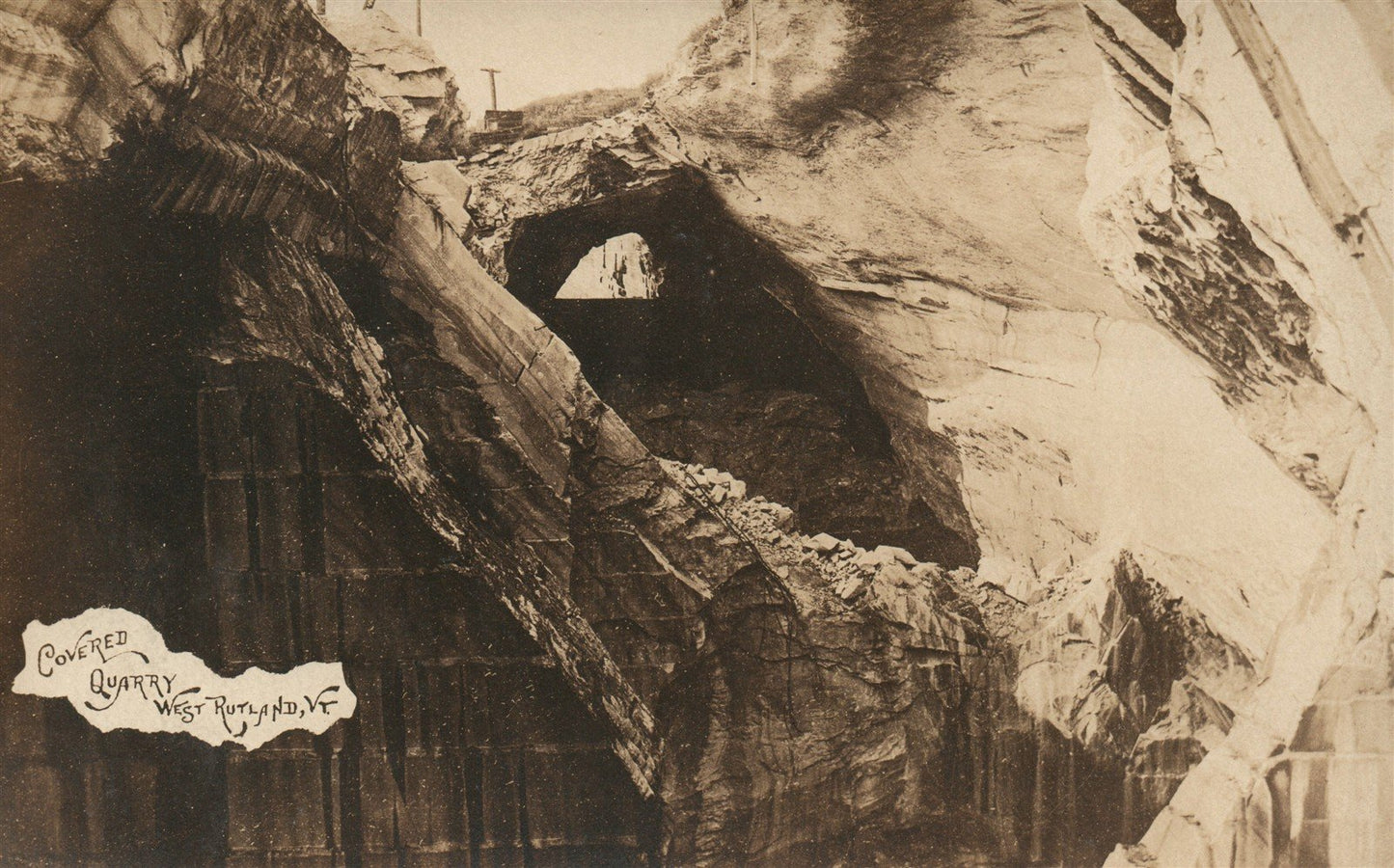 WEST RUTLAND VT COVERED QUARRY ANTIQUE REAL PHOTO POSTCARD RPPC