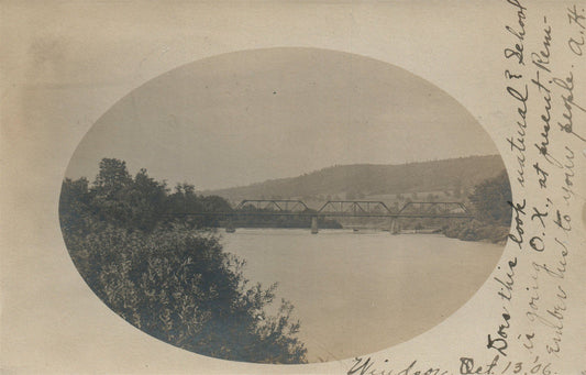 WONDSOR VT BRIDGE ANTIQUE REAL PHOTO POSTCARD RPPC