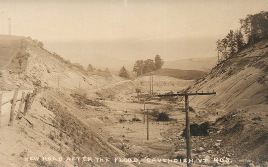 CAVENDISH VT NEW ROAD AFTER THE FLOOD ANTIQUE REAL PHOTO POSTCARD RPPC