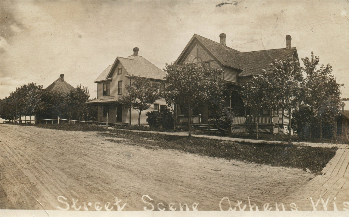 ATHENS WI 1908 STREET SCENE ANTIQUE REAL PHOTO POSTCARD RPPC