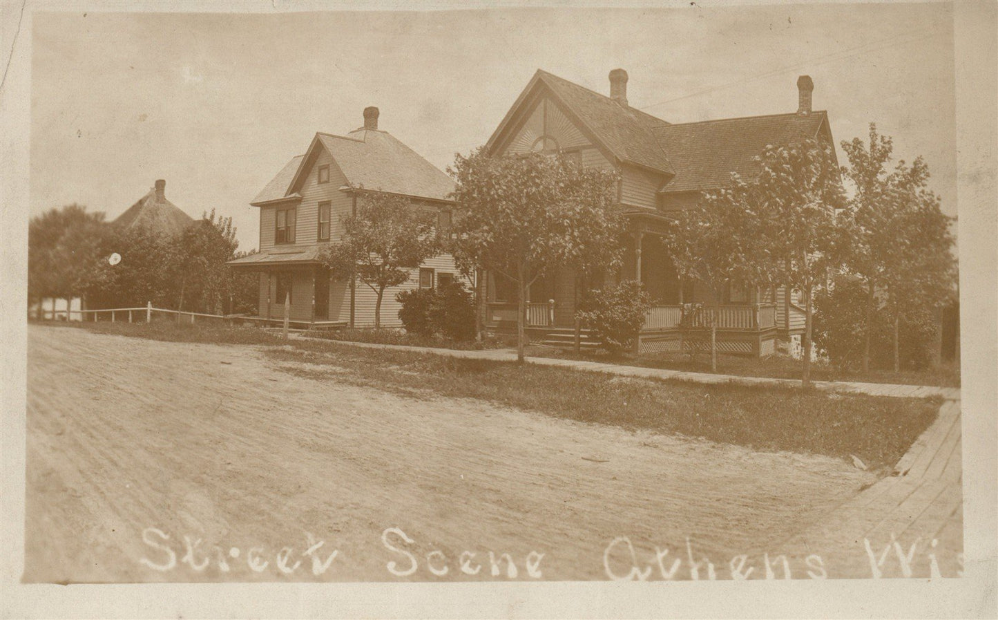 ATHENS WI STREET SCENE ANTIQUE REAL PHOTO POSTCARD RPPC