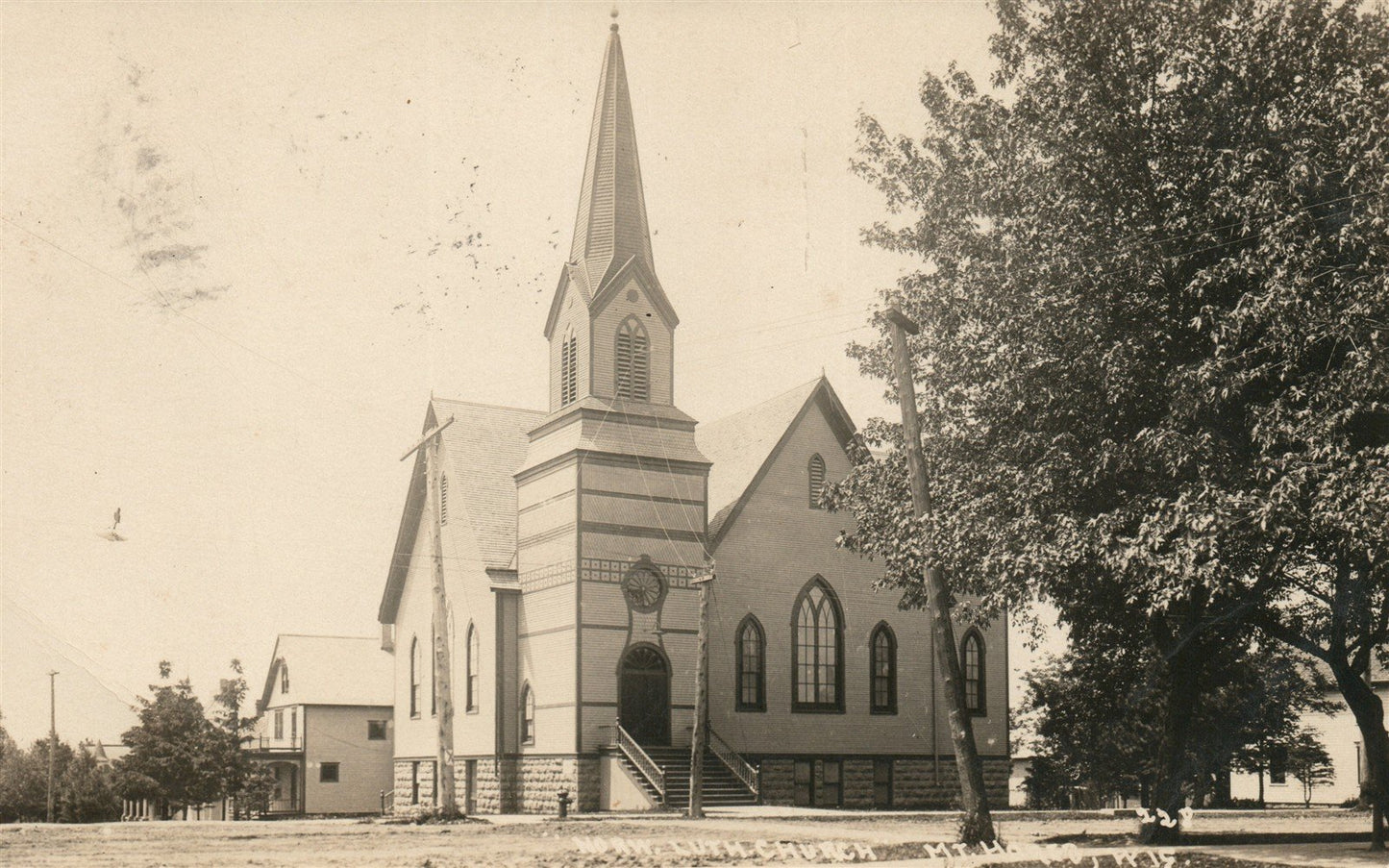 MT.HOREB WI CHURCH ANTIQUE REAL PHOTO POSTCARD RPPC