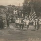 ALBANY WI PATRIOTIC PARADE w/ AMERICAN FLAG ANTIQUE REAL PHOTO POSTCARD RPPC