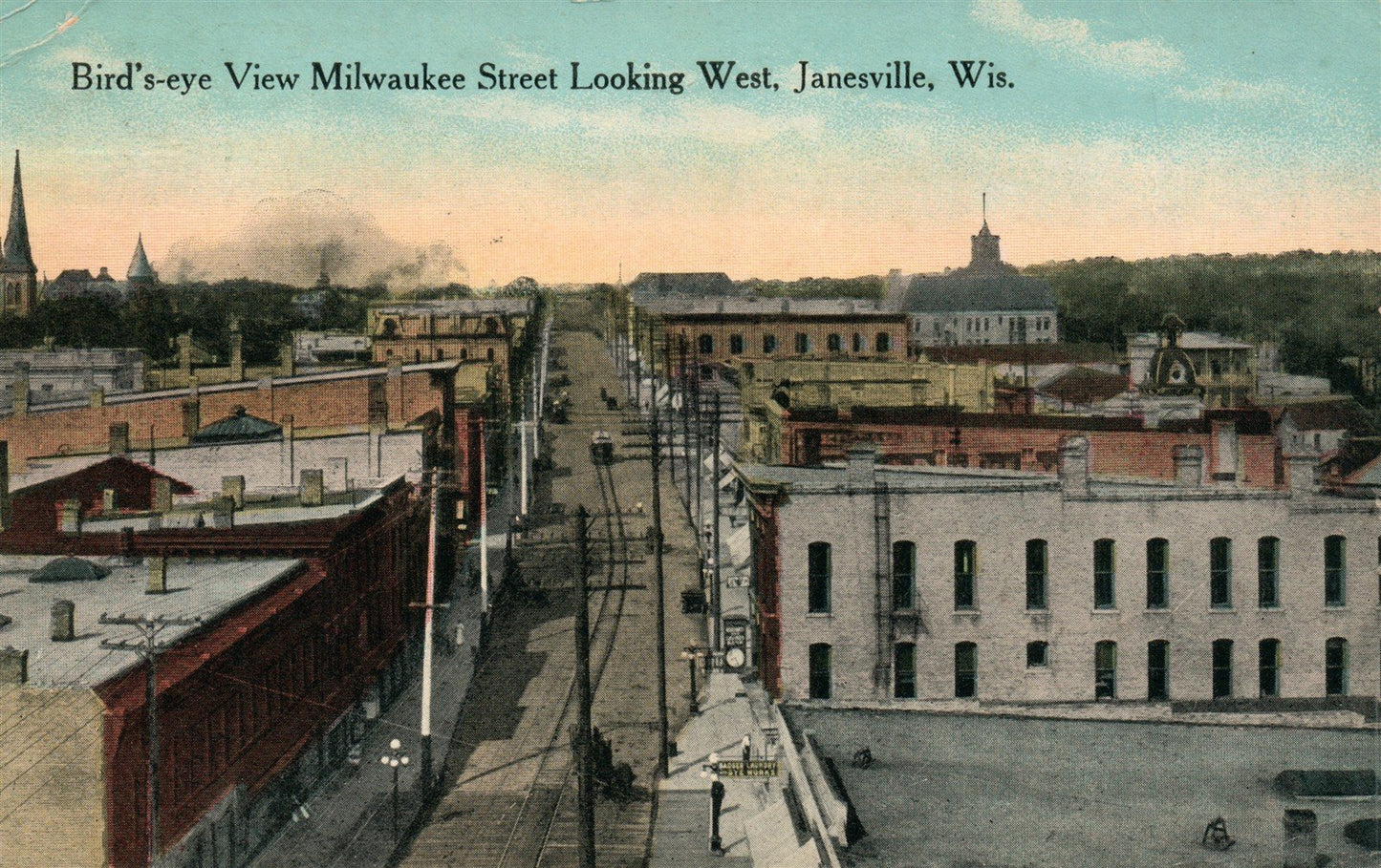 JANESVILLE WI MILWAUKEE STREET ANTIQUE POSTCARD