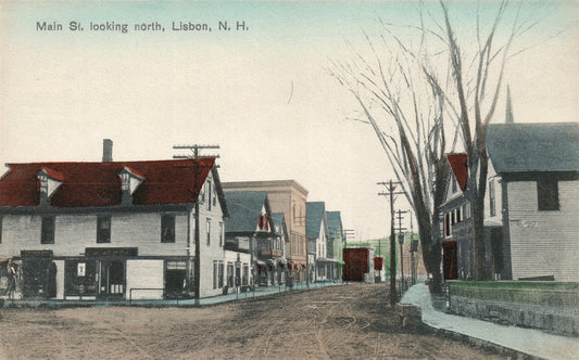 LISBON NH MAIN STREET LOOKING NORTH ANTIQUE POSTCARD