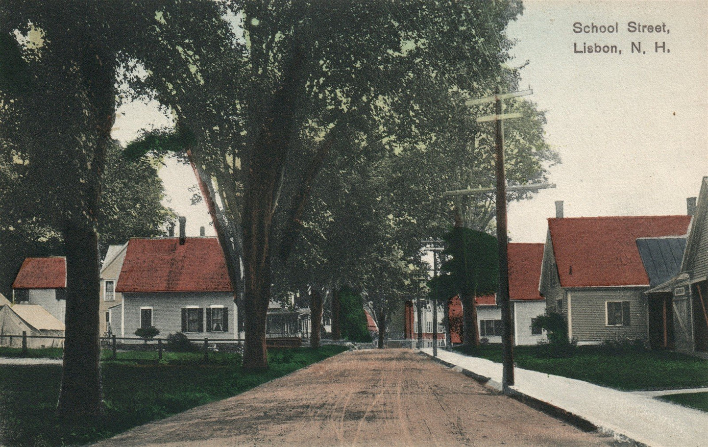 LISBON NH SCHOOL STREET ANTIQUE POSTCARD