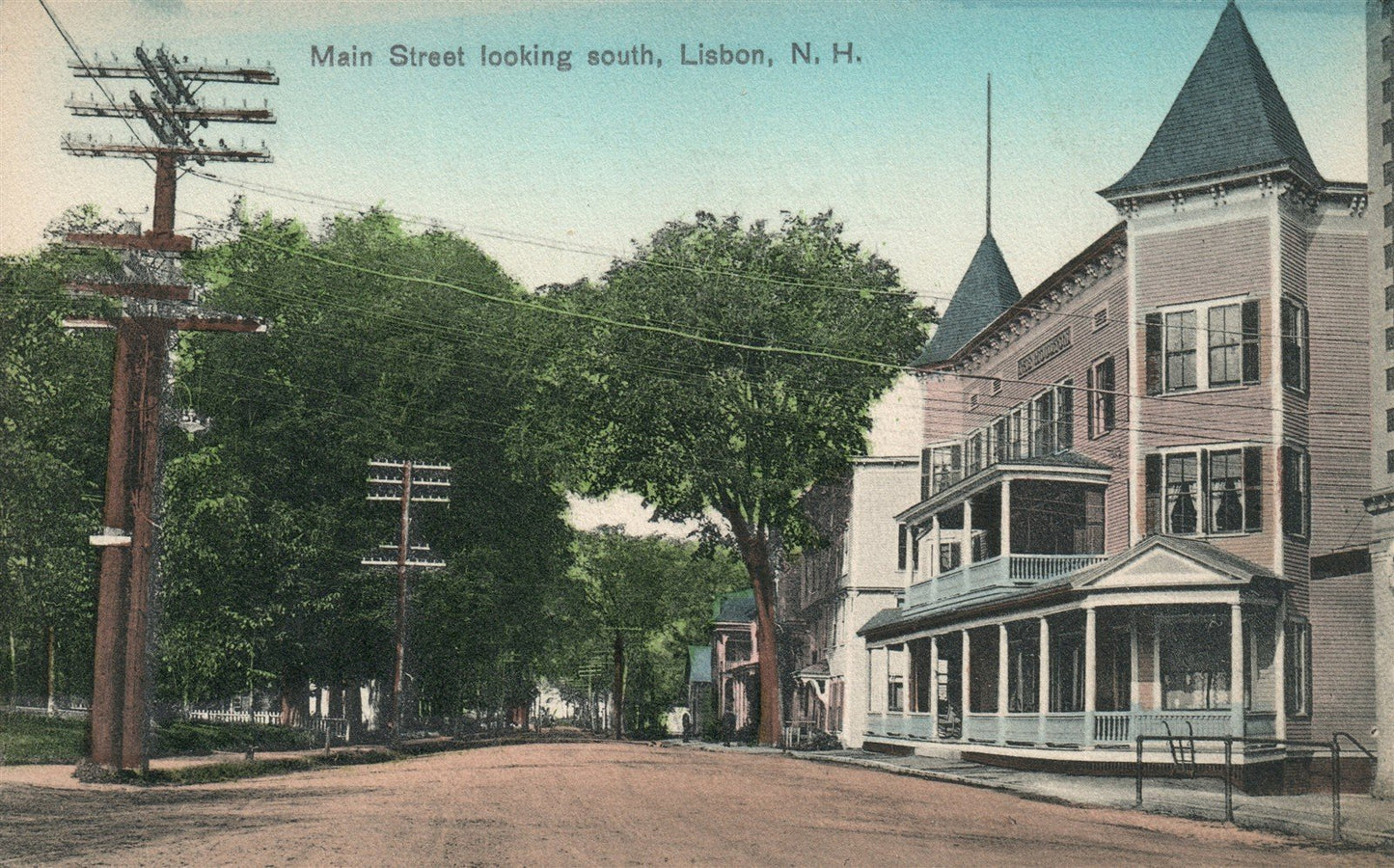 LISBON NH MAIN STREET LOOKING SOUTH ANTIQUE POSTCARD