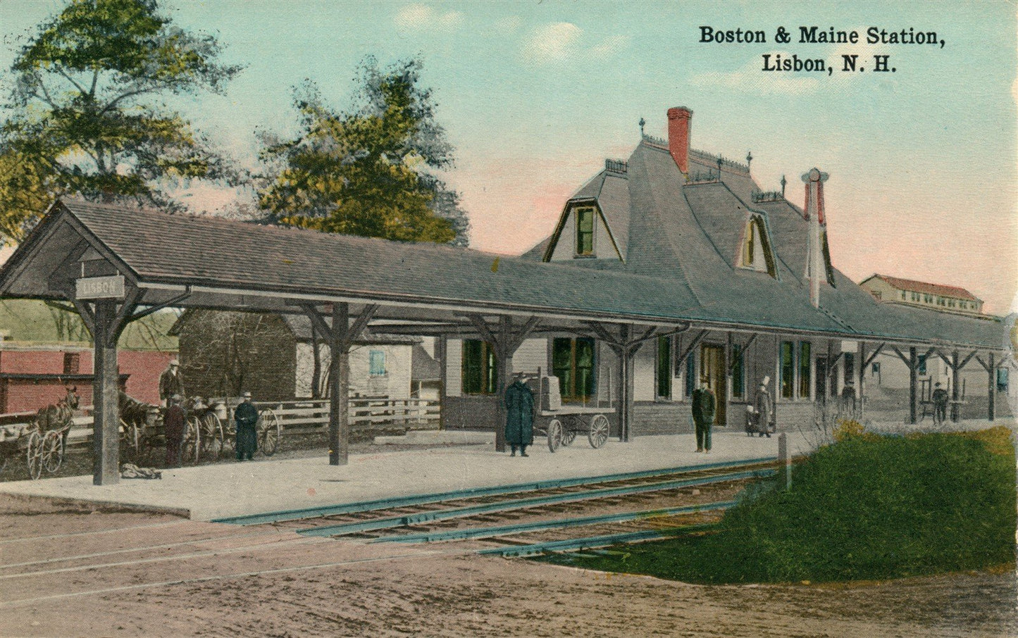 LISBON NH RAILROAD STATION RAILWAY DEPOT ANTIQUE POSTCARD