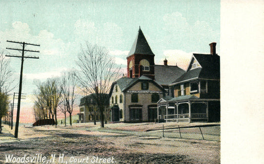 WOODSVILLE NH COURT STREET LOOKING SOUTH ANTIQUE POSTCARD