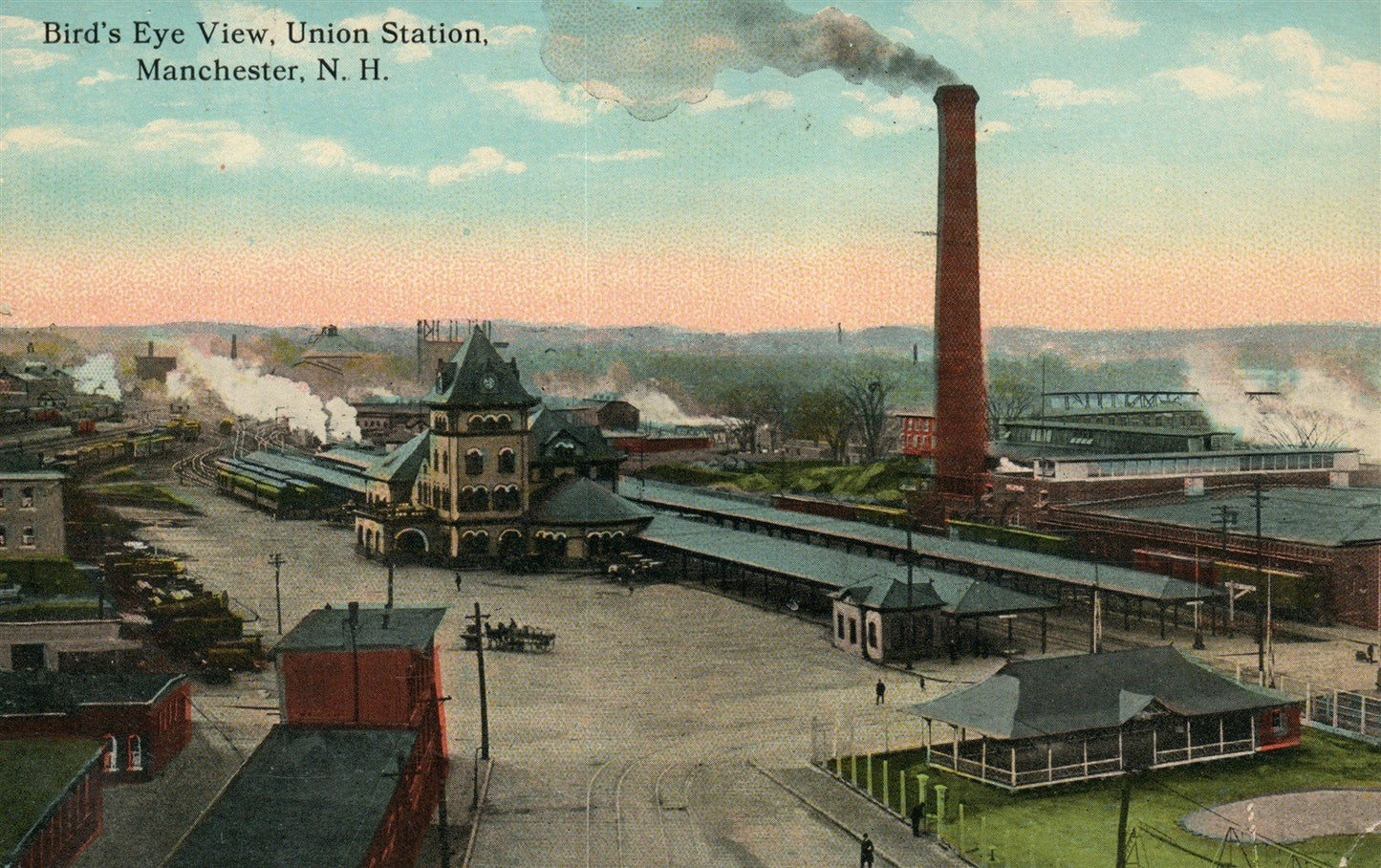 MANCHESTER NH RAILROAD STATION RAILWAY DEPOT ANTIQUE POSTCARD