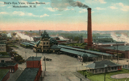 MANCHESTER NH RAILROAD STATION RAILWAY DEPOT ANTIQUE POSTCARD