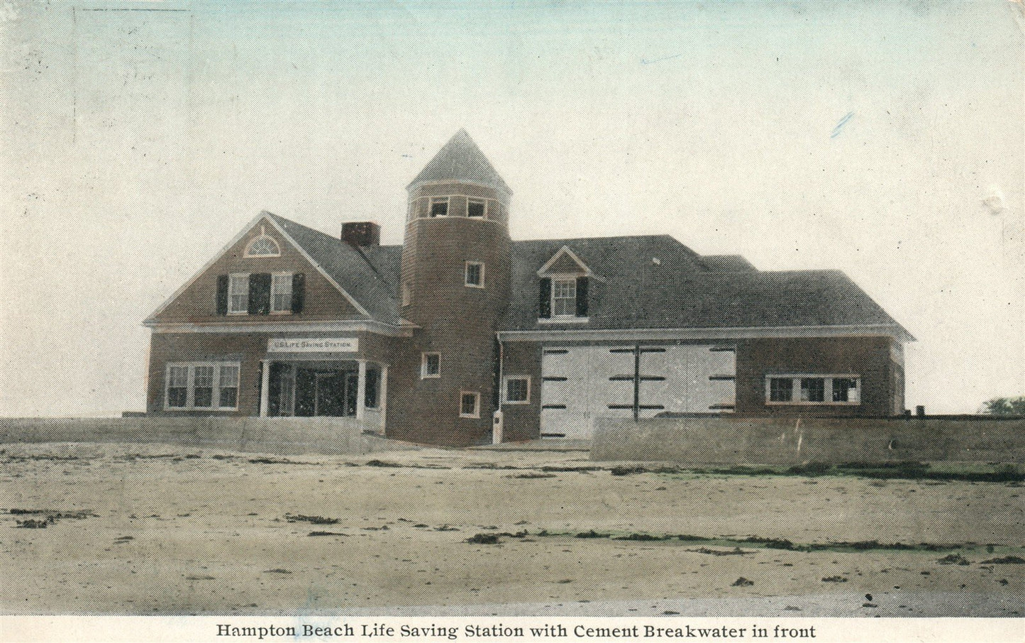 HAMPTON BEACH NH LIFE SAVING STATION ANTIQUE POSTCARD