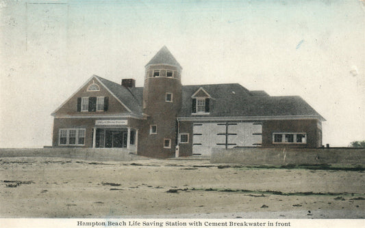 HAMPTON BEACH NH LIFE SAVING STATION ANTIQUE POSTCARD
