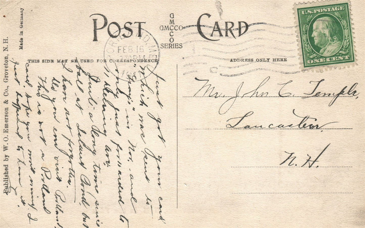 GROVETON NH IN FUTURE ANTIQUE POSTCARD