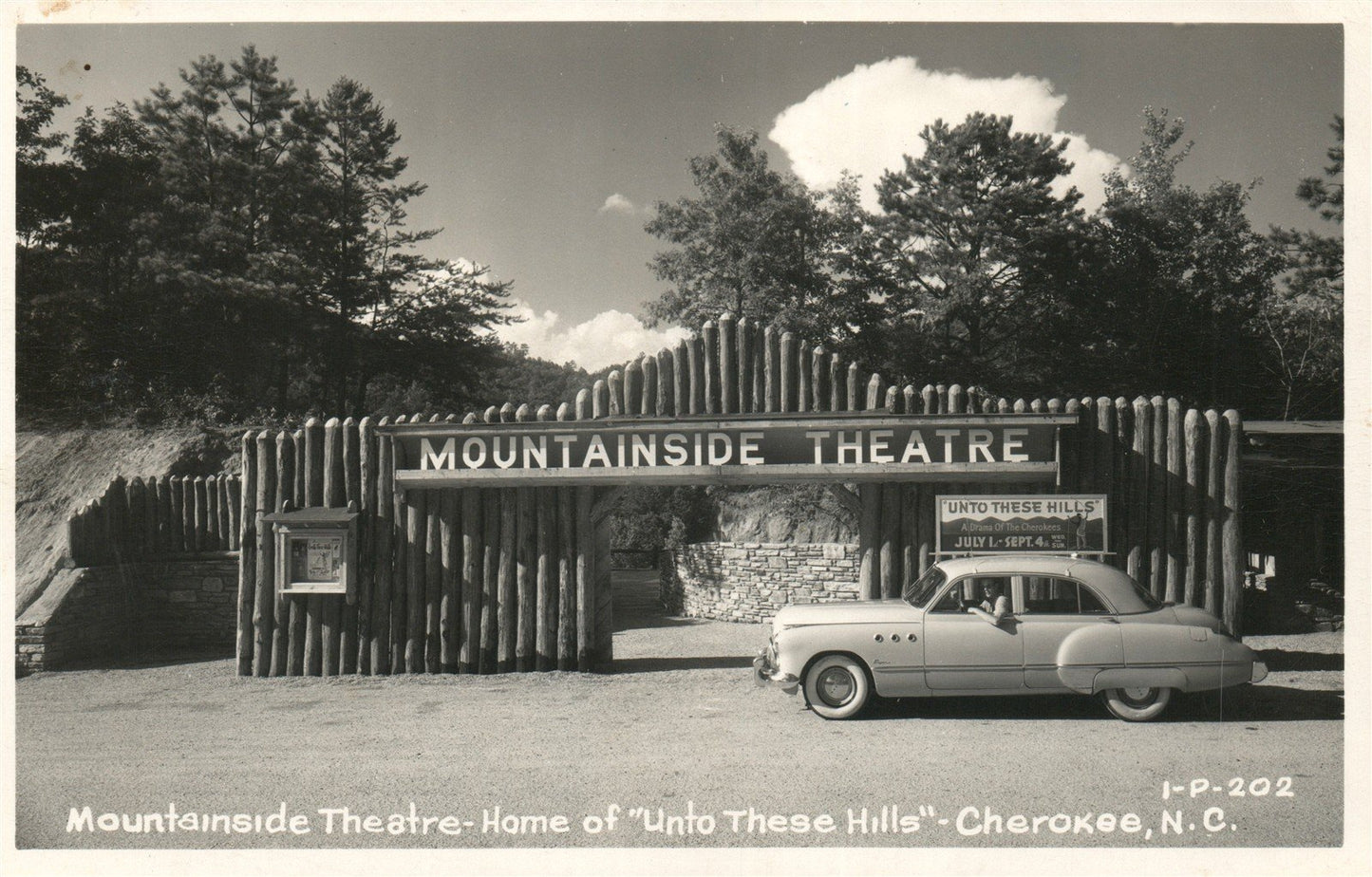 CHEROKEE NC MOUNTAINSIDE THEATRE VINTAGE REAL PHOTO POSTCARD RPPC