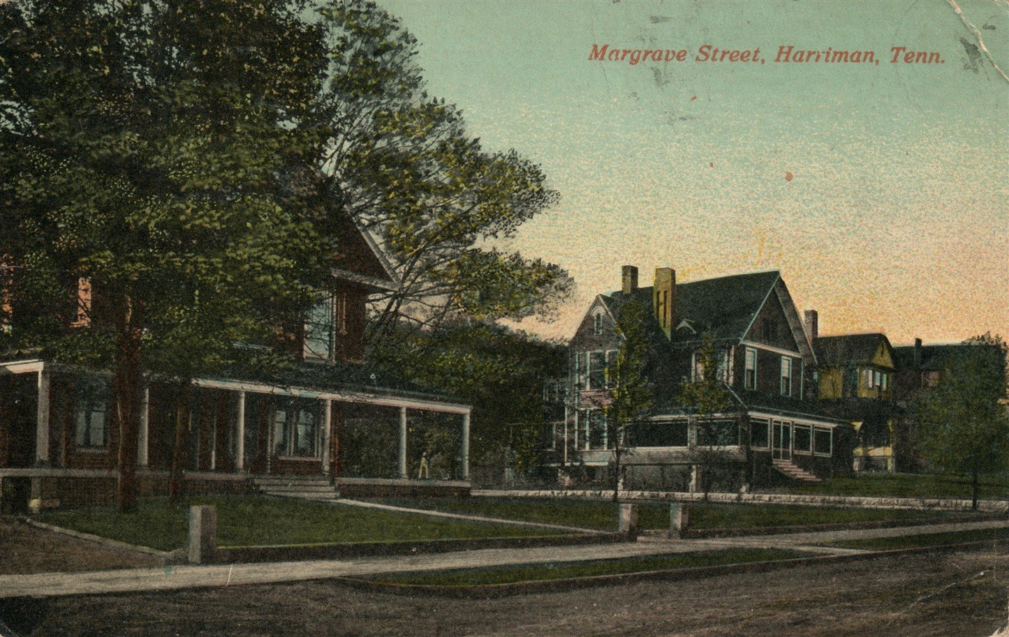 HARRIMAN TN MARGRAVE STREET ANTIQUE POSTCARD