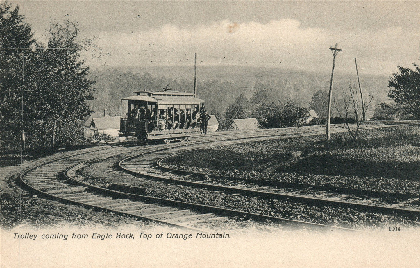 ORANGE MOUNTAIN TN TROLLEY COMING FROM EAGLE ROCK ANTIQUE POSTCARD
