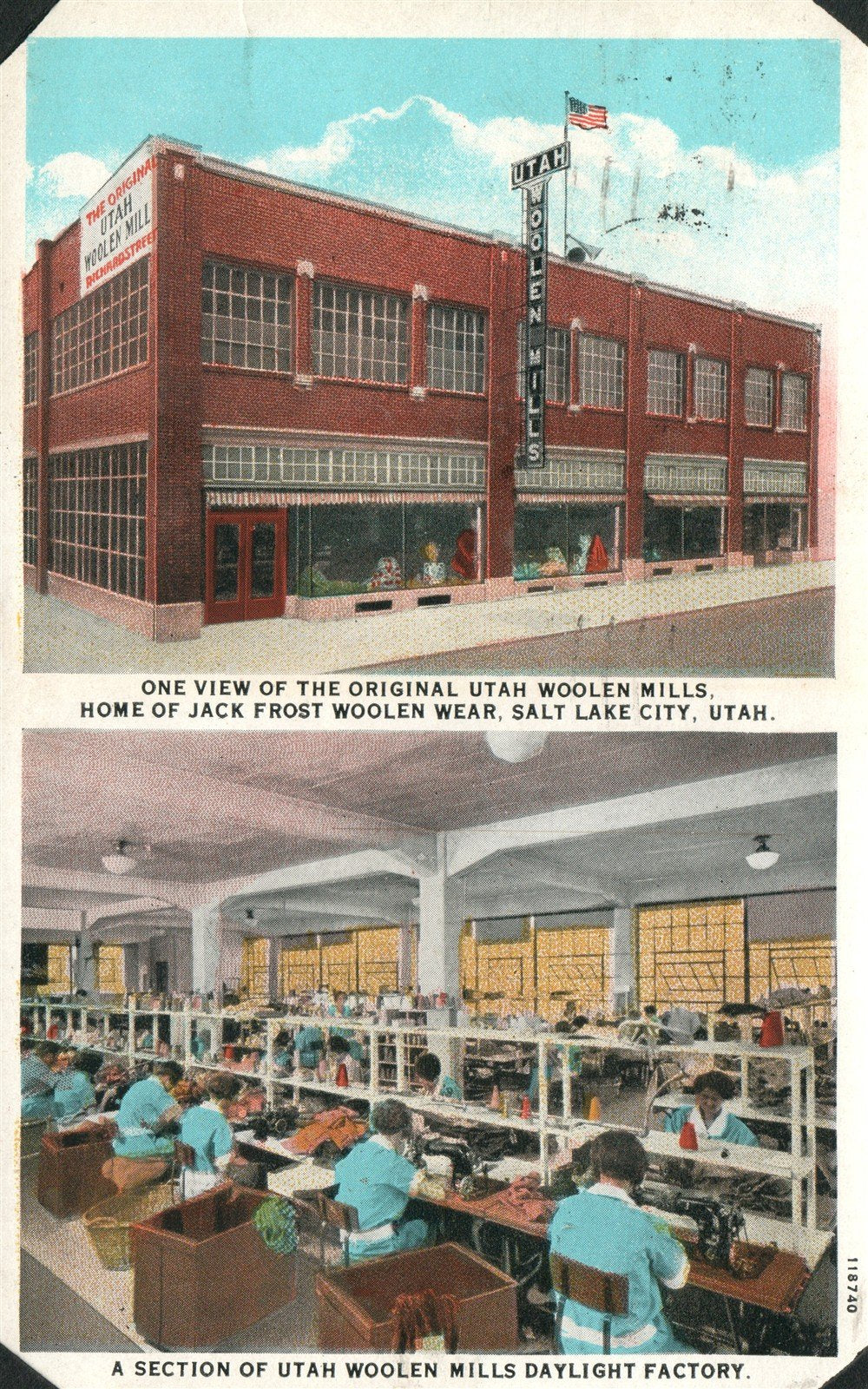 SALT LAKE CITY UT ORIGINAL UTAH WOOLEN MILLS ANTIQUE POSTCARD