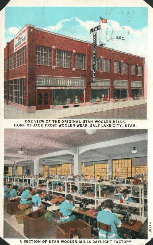 SALT LAKE CITY UT ORIGINAL UTAH WOOLEN MILLS ANTIQUE POSTCARD