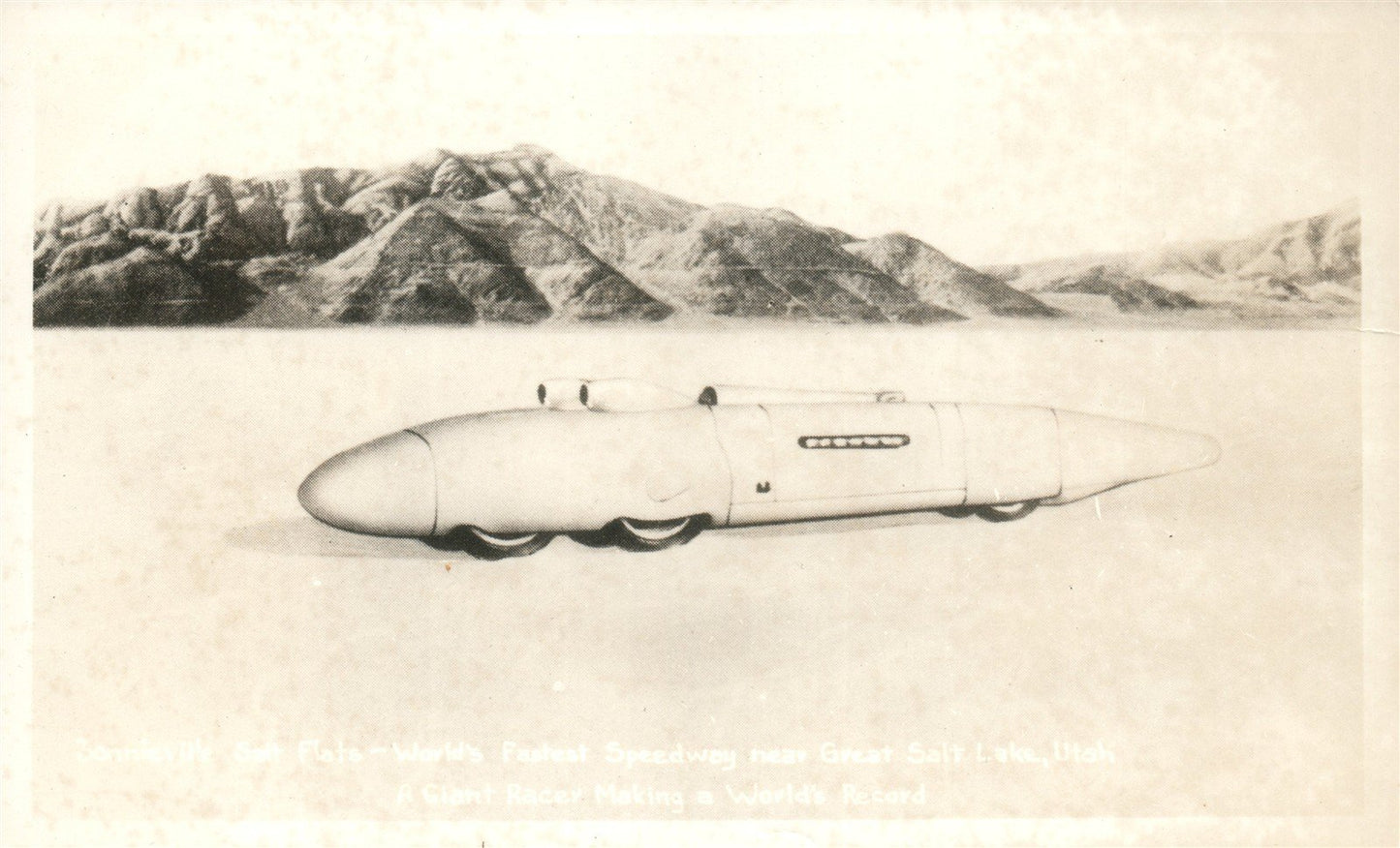 GREAT SALT LAKE UT BONNEVILLE SPEEDWAY VINTAGE REAL PHOTO POSTCARD RPPC