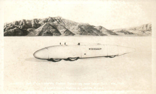 GREAT SALT LAKE UT BONNEVILLE SPEEDWAY VINTAGE REAL PHOTO POSTCARD RPPC