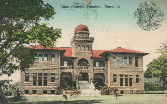 HONOLULU HI OAHU COLLEGE ANTIQUE POSTCARD