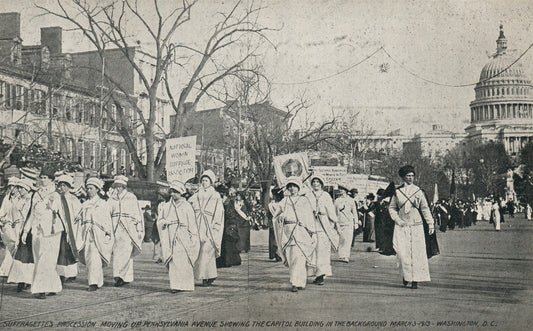 SUFFRAGGETE'S PROCESSION WASHINGTON DC ANTIQUE POSTCARD