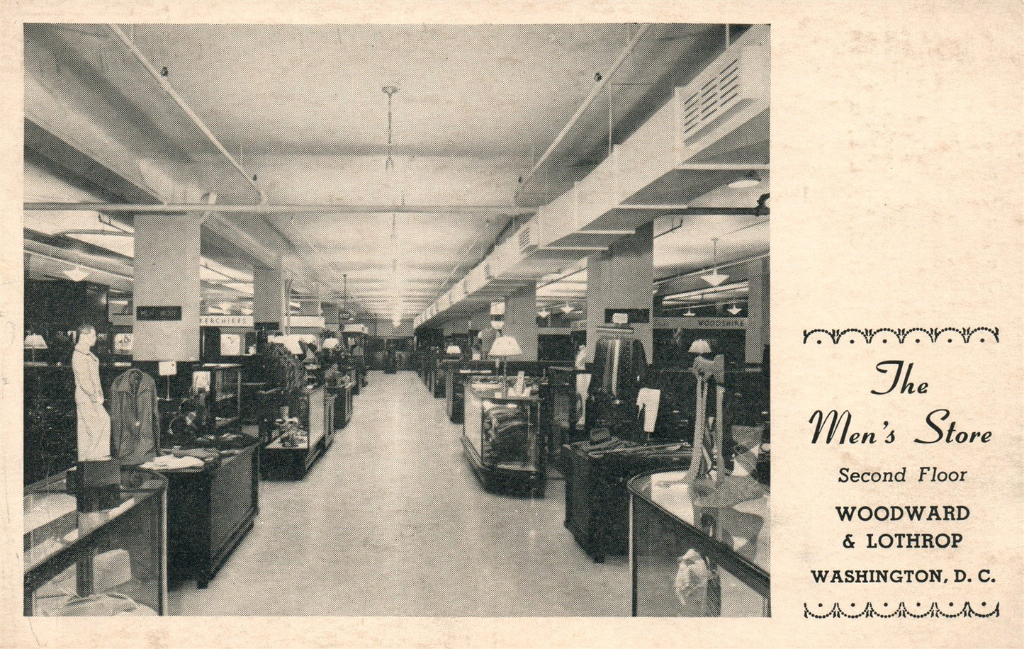 WASHINGTON DC WOODWARD & LOTHROP MEN'S STORE ANTIQUE POSTCARD