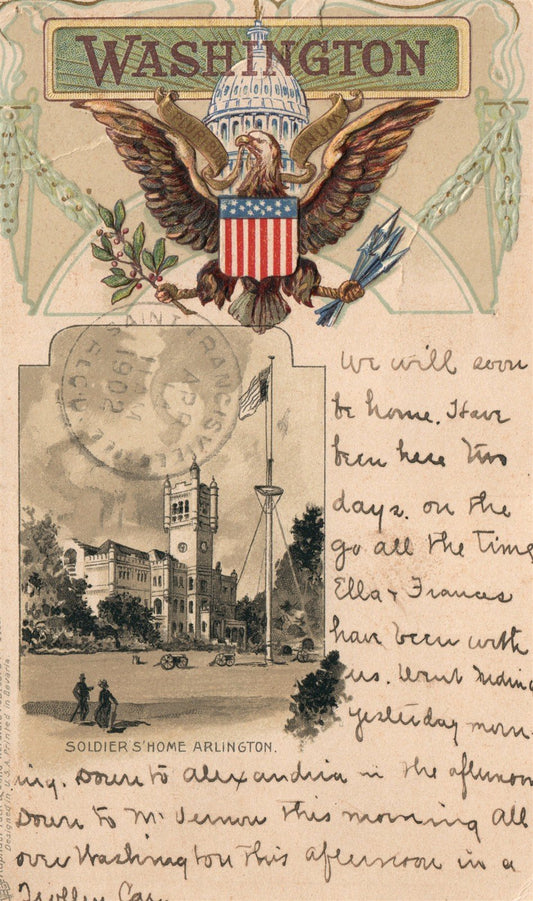 WASHINGTON DC ARLINGTON SOLDIER'S HOME ANTIQUE PRIVATE MAILING POSTCARD