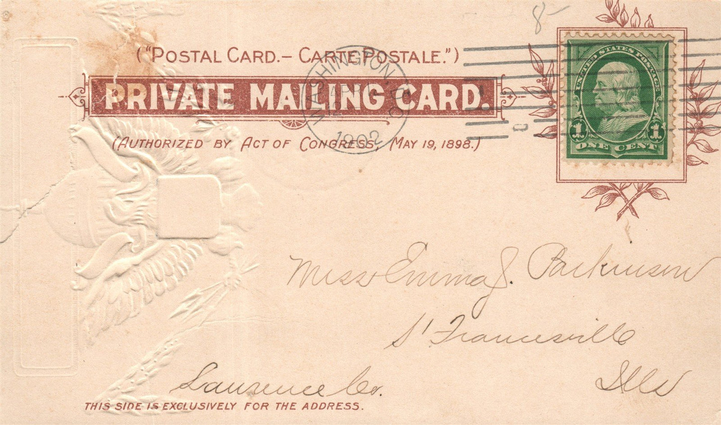 WASHINGTON DC ARLINGTON SOLDIER'S HOME ANTIQUE PRIVATE MAILING POSTCARD
