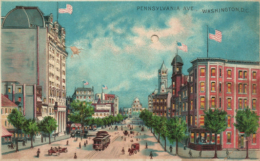 WASHINGTON DC HOLD TO LIGHT PENNSYLVANIA AVE. ANTIQUE POSTCARD