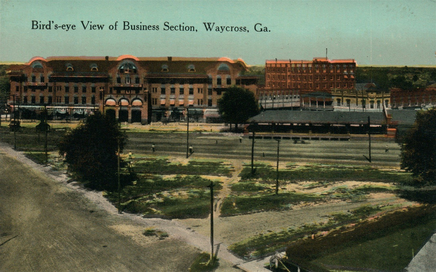 WAYCROSS GA BUSINESS SECTION ANTIQUE POSTCARD