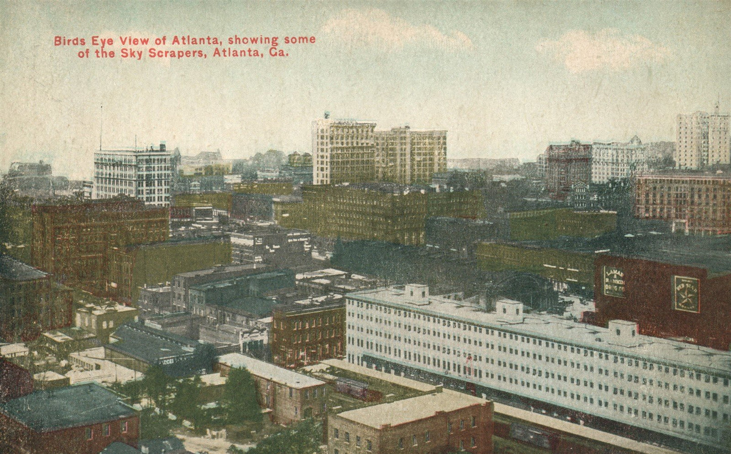 ATLANTA GA BIRDS EYE VIEW ANTIQUE POSTCARD