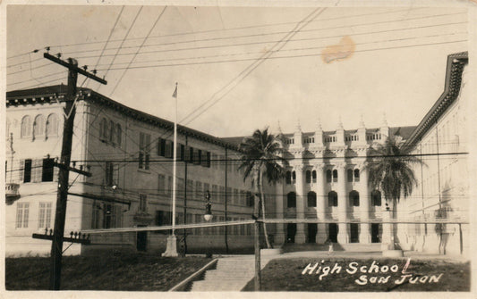 SAN JUAN PR HIGH SCHOOL ANTIQUE REAL PHOTO POSTCARD RPPC
