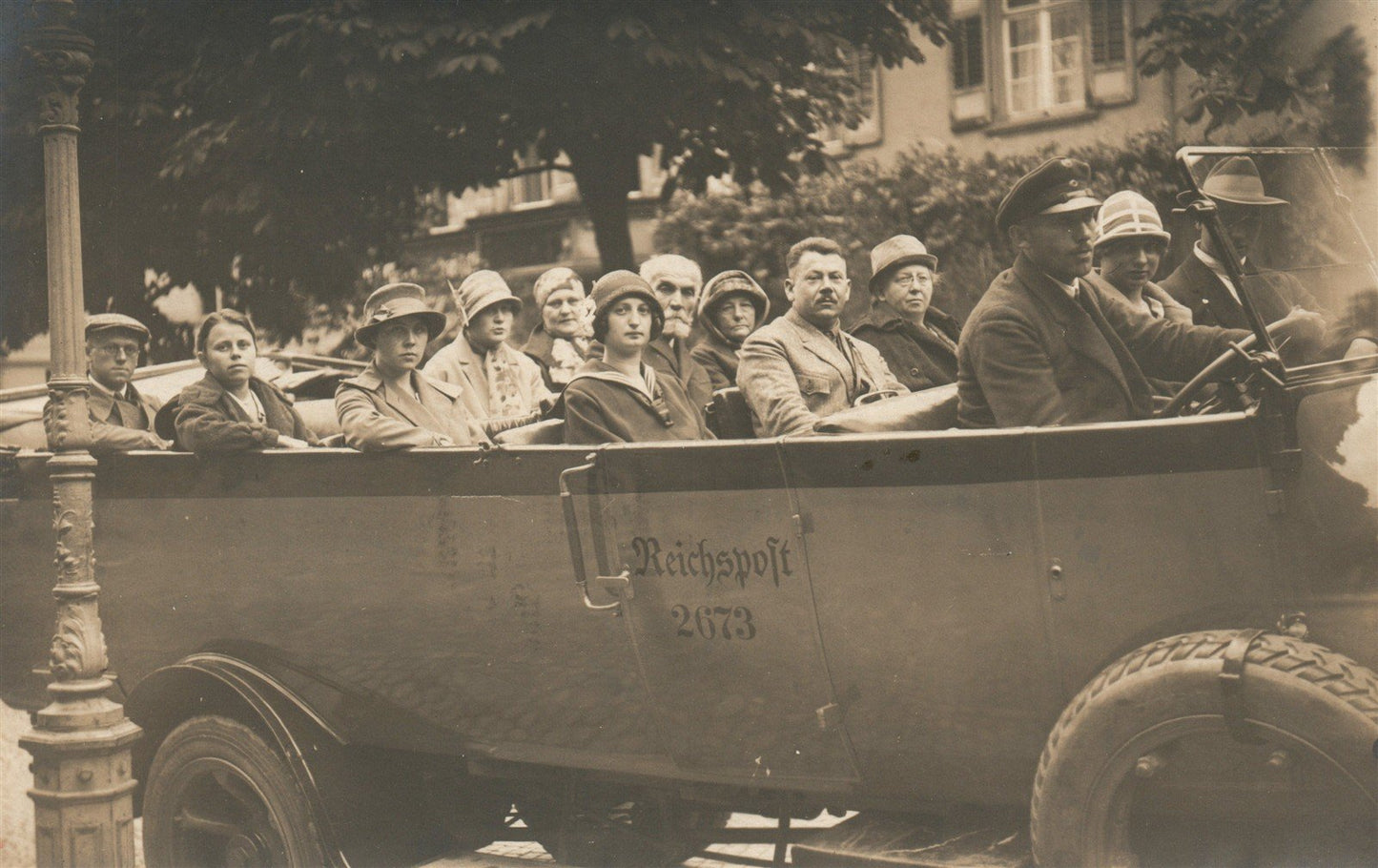 SIGHT SEEING CAR GERMAN ANTIQUE REAL PHOTO POSTCARD RPPC