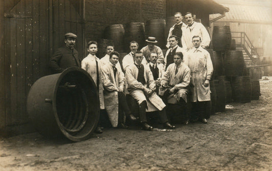 WINERY TEAM early 1900s ANTIQUE REAL PHOTO POSTCARD RPPC