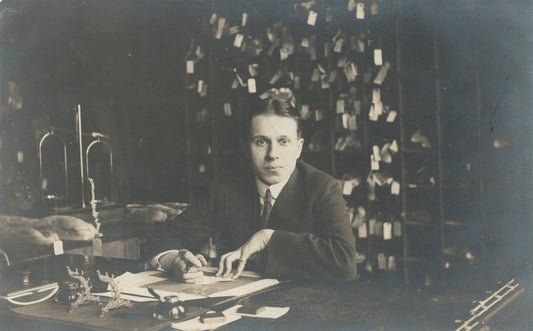 YOUNG MAN OF LETTERS ANTIQUE REAL PHOTO POSTCARD RPPC