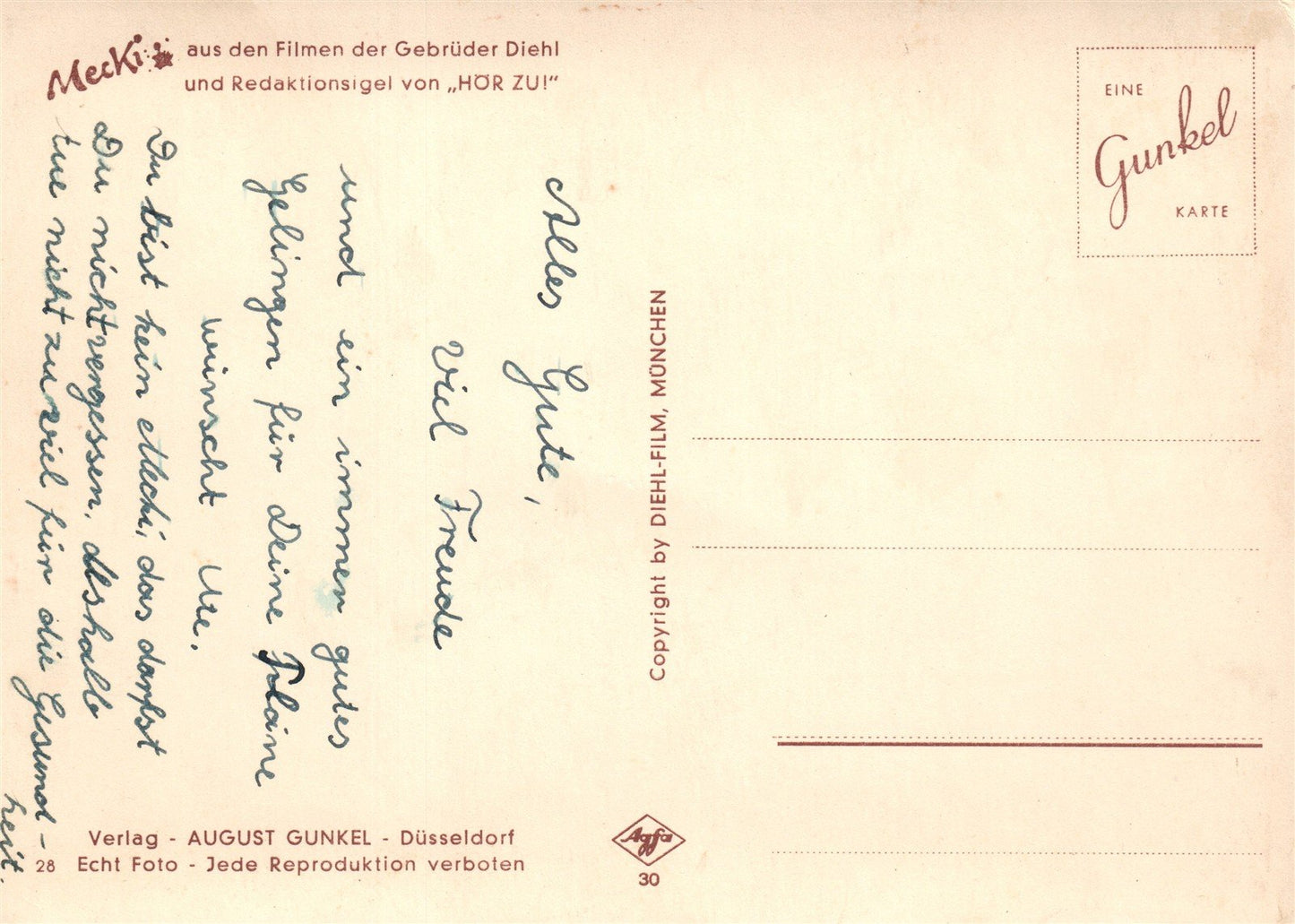 GERMAN SILENT FILM PERSONAGE MECKI VINTAGE REAL PHOTO POSTCARD RPPC