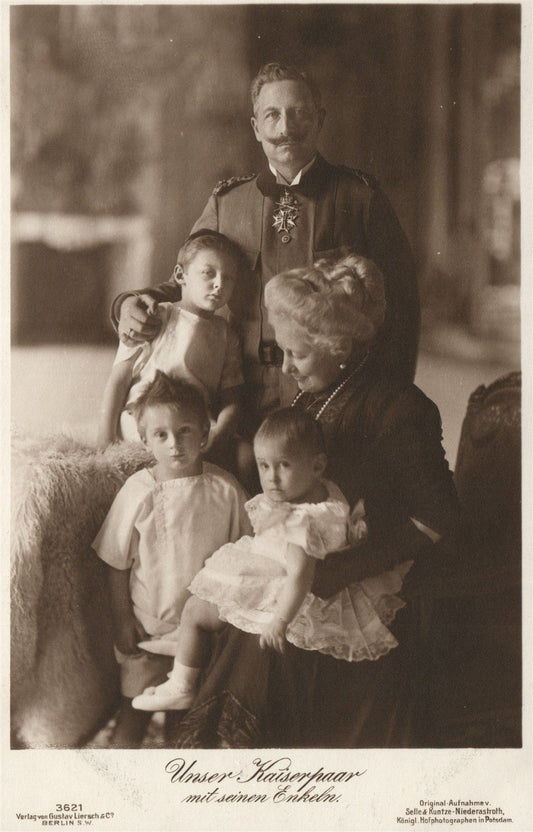 GERMAN KAISER WILHELM II w/ FAMILY ANTIQUE REAL PHOTO POSTCARD RPPC